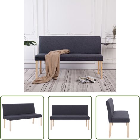 The Living Store Sitzbank 139,5 cm Dunkelgrau Polyester - Wohnzimmerbank - Kiefernholzbänkchen - Grau Sofa - Polstersofa - Wohnzimmermöbeln (1/5)