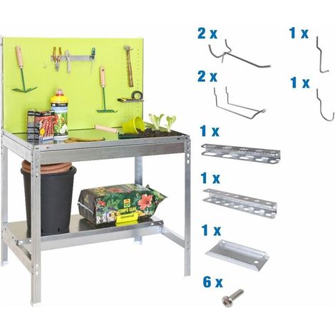 Estantería SIMONGARDEN Pack s.bt2 900x400 verde/galvanizada+ 9accs