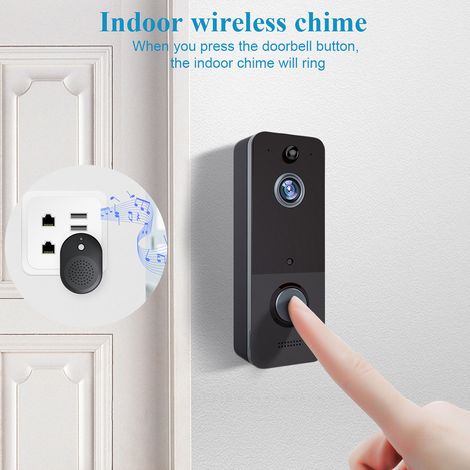 Videoportero inalámbrico, cámara de seguridad para interiores y exteriores con timbre, audio bidireccional, detección de personas mediante IA, visión nocturna, alertas instantáneas, visualización en d