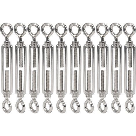 10 Pièces en Acier Inoxydable Oeil et Oeil M6 Tendeurs à Corps Ouvert pour Câble de Tension ou Tendeur de Corde Tendeur de Câble de Tension Matériel de Fixation D'outil (1/5)