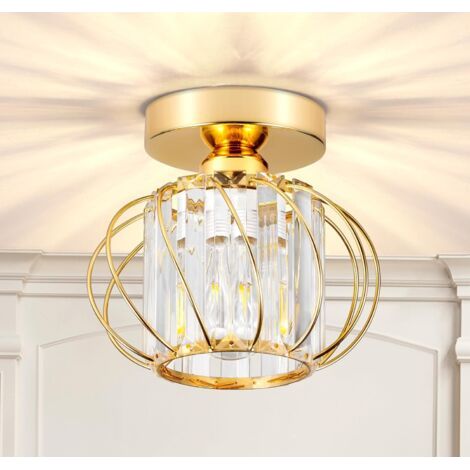 royaluxe- Plafonnier En Verre Lampe De Plafond En Cristal Lustre Moderne Or Plafonnier Créatif E27 Pour Couloir Bureau Cuisine Balcon Salon