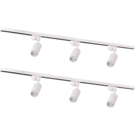 Kit rail blanc alu 6 spots GU10 2x1m IP20 Polux Paris (1/5)