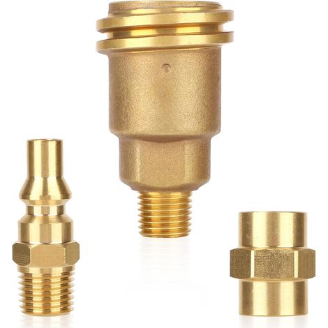 3pcs Adaptateurs pour Tuyau Propane QCC1 Kit, Filetage Mâle 1/4" NPT Raccord Femelle 1/4" NPT et Connecteur Gaz Propane avec Écrou pour Barbecues et Radiateurs à Gaz (1/5)