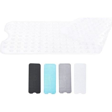 Non-slip bath mat, white, 100 x 40 cm, with powerful anti-mold suction cups, machine washable. (1/5)