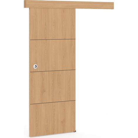 Idmarket – Porte coulissante effet bois 83 cm – Rail et fixations inclus – Installation facile pour espaces réduits – Design moderne et chaleureux