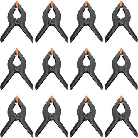 Set di morsetti a molla da 6 pollici e 12 pezzi, morsetto in plastica di nylon, morsetto resistente con cuscinetti flessibili per ganasce e maniglie antiscivolo per sfondi per lavorazione del legno, s