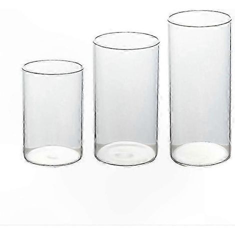 Bougeoirs cylindriques en verre transparent résistant au vent, abat-jour tubulaires ouverts (1/5)