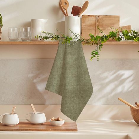 Torchon de cuisine en coton 50x70 cm CHAMBRAY vert, par Soleil d'Ocre