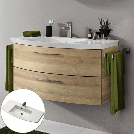 Waschtischunterschrank 101cm inkl. Waschbecken CERVIA-66 in Riviera Eiche Nb., B/H/T: 101/53/50,5 cm (1/5)