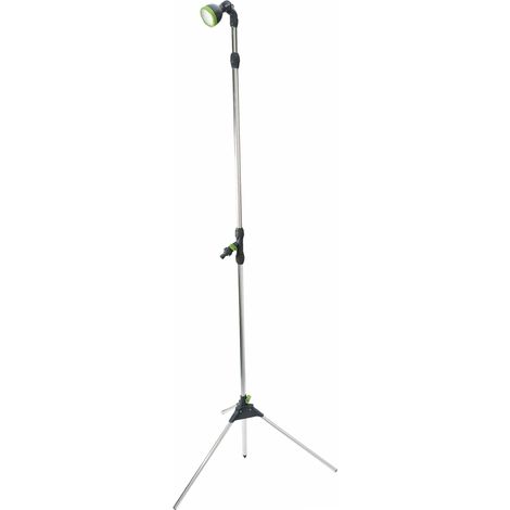 Ribiland – Douche extérieure sur trépied en aluminium – Hauteur réglable – Pomme de douche orientable – Fixation sur tuyau d'arrosage