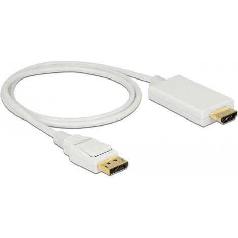 Câble vidéo DisplayPort - HDMI DeLOCK 1m - Blanc - Triple paire torsadée blindée