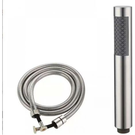 Cabezal de ducha cepillado de acero inoxidable 304, cabezal de ducha de mano resistente a caídas con manguera, plateado (1/4)