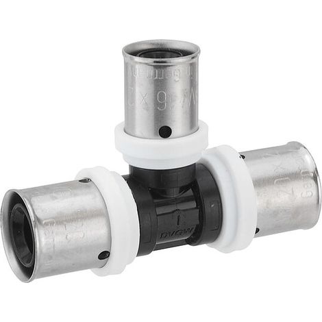 Pressfitting-T-Stück PPSU - Mittelabgang reduziert - 20 x 2,0 - 16 x 2,0 - 20 x 2,0 mm für MV-Rohr