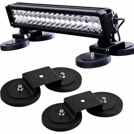 2 Pcs Support de Montage de Barre Lumineuse LED 88mm, Supports d'Éclairage à Base Magnétique pour Capot ou Toit, Support de Phare à Aimant avec Coussin Caoutchouc, pour Voiture Camion SUV (1/5)
