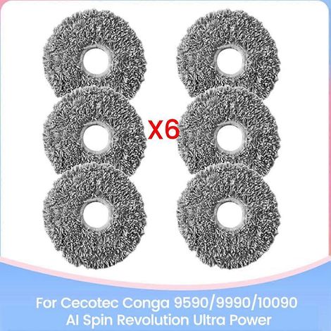 Lingettes de rechange pour aspirateur Cecotec Conga 9590/9990/10090 AI Spin Revolution Ultra Power (lot de 6) (1/5)