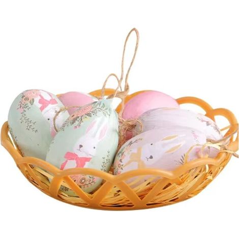 Cesta de huevos de Pascua colorida, adornos colgantes y colgantes para la decoración de fiestas de Pascua, regalos ideales para niños.