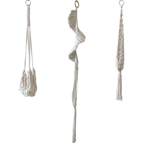 Cesta colgante de macramé hecha a mano, bolsa de flores de estilo bohemio de tres piezas (1004+1005+1006) para plantas de pared, decoración moderna para el hogar en Francia. (1/5)