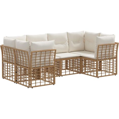 Maison Exclusive - Set di divani da esterno con cuscino 6 pcs Naturale Poliestere