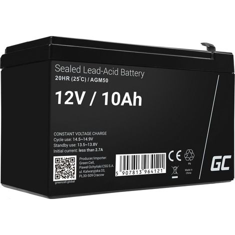 green-cell AGM50 batteria ricaricabile nera 12 V 10 Ah