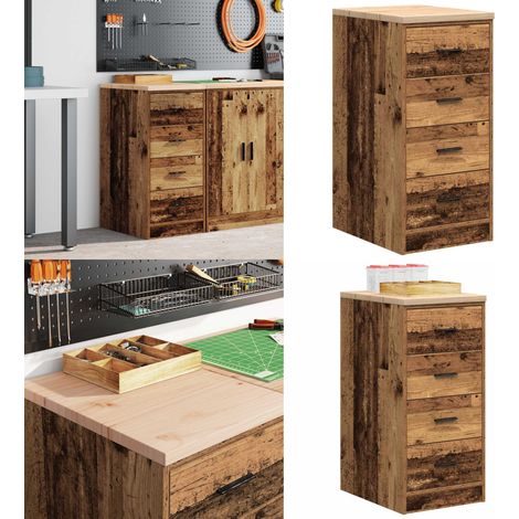 vidaXL Garagen-Aufbewahrungsschrank Altholz-Optik Massivholz Kiefer (1/5)