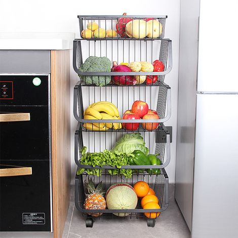 5 Tier Iron Wire Fruit Vegetable Basket Storage Unit (1/5)
