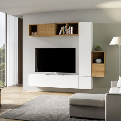 Parete attrezzata per soggiorno porta TV con ripiani per arredamento camere ed interni 254 cm (1/4)