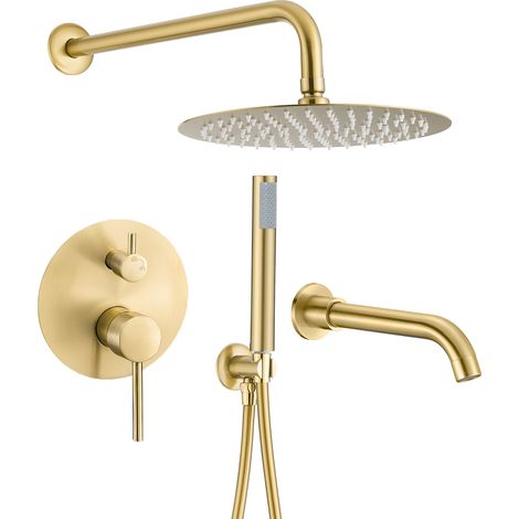 Grifo de bañera empotrado oro mate 30 cm monomando Júcar de Valaz