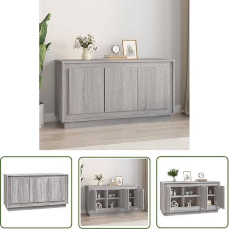 The Living Store Buffet sonoma gris 102x35x55 cm bois d'ingénierie - Buffet - Commode - Rangement - Mobilier - Salon (1/5)