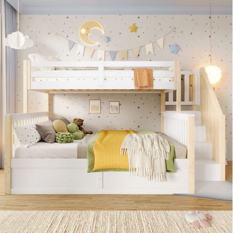 Cama litera con almacenamiento hidráulico blanca OKMYHOME (1/5)