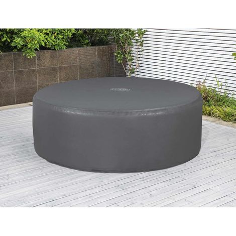 Housse de spa ronde imperméable avec porte zippée PVC et POM grise Ø196 x 71 cm - PANGIVO (1/5)
