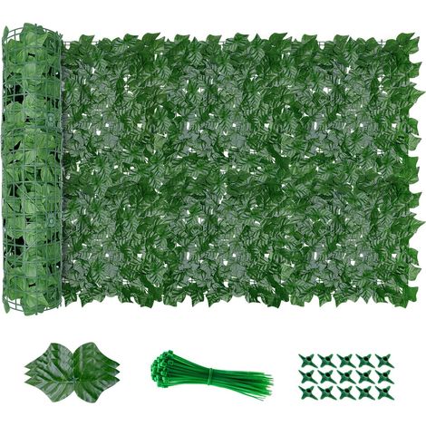 Haie Artificielle 1x3M, Mur Vegetal Artificiel Exterieur, Brise Vue Jardin Décoration, Clôture de Feuilles Artificielles, 100 Pcs Serre Cable Plastique (1/5)