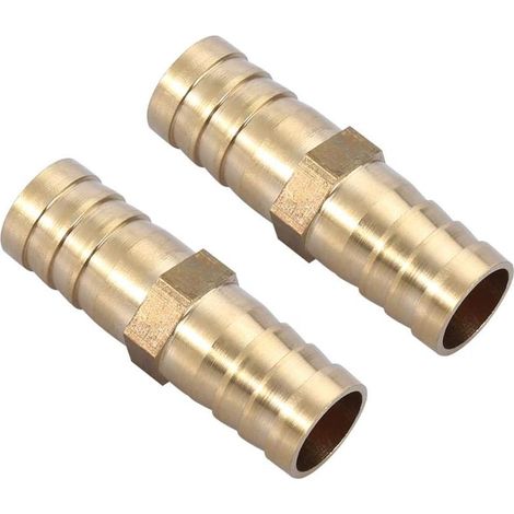 5pcs Raccord de Tuyau Droit à Deux Voies en Laiton Barbelé Connecteur Tube Jonction 6/8/10/12/14/mm (10mm) - 14mm (1/5)
