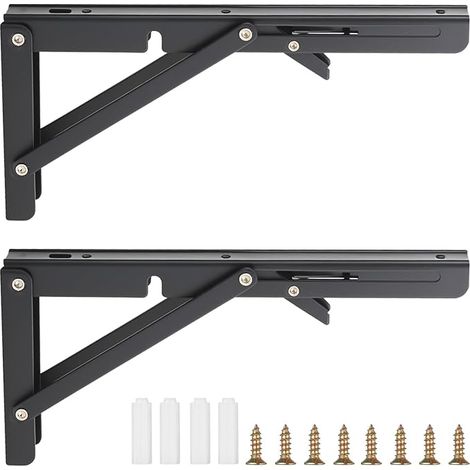 Folding Shelf Brackets 250 mm, Console Bracket, Folding Wall Table for Office, Garage, Kitchen – Space Saving (1/5)