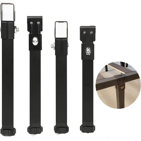 Juego de 4 patas universales para cama, patas metálicas para somier de láminas, patas de soporte para muebles, no requiere perforación, altura ajustable para estructura de cama con somier de láminas c