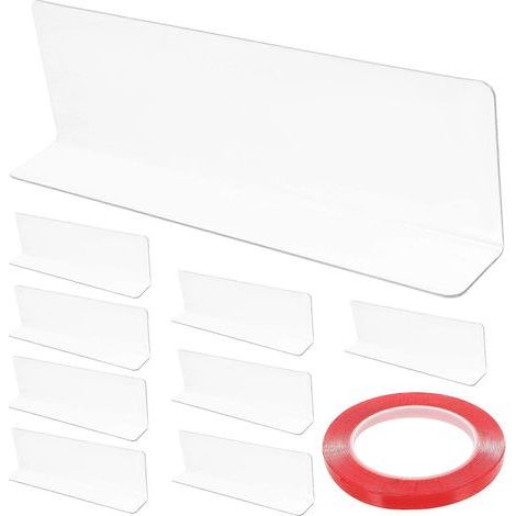 Set mit 10 transparenten Trennwänden für Regale und Schränke, Aufbewahrungsfächer, Ladenbedarf. – 20 x 6 cm (1/4)