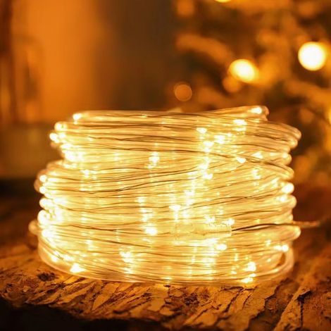 30m guirlande lumineuse 300 LED, tube en fil de cuivre, éclairage extérieur étanche, lumières décoratives d'ambiance, blanc chaud (1/4)