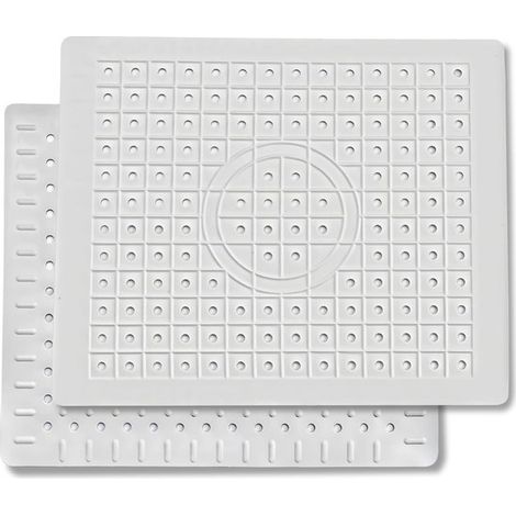 Alfombrillas para fregadero，30 x 25 cm，Alfombrilla de drenaje，Protector rectangular para fregadero，rejilla de drenaje rápido，2 piezas，Blanco (1/5)