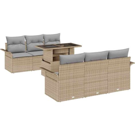 Maison Exclusive - Gartensofa-set mit Kissen mit Speicher 7 pcs B