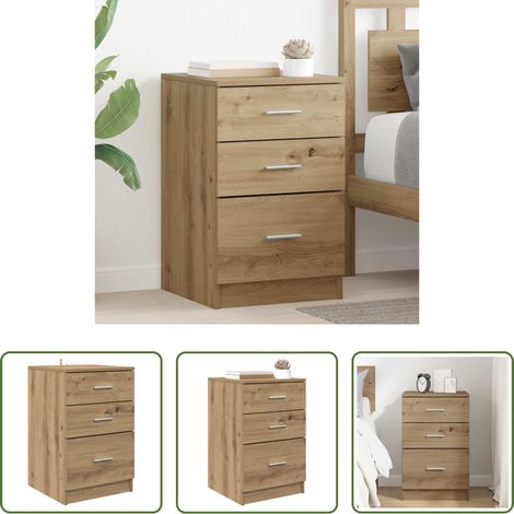 Rangement nuit - Cabinet de chevet avec tiroir Chêne artisanal 40 x 40 x 63 cm (1/5)