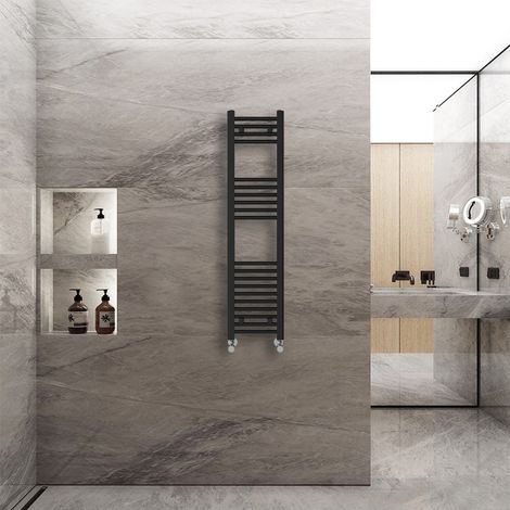 WarmeHaus Straight Heated Towel Rail Warmer Black 1200x300mm