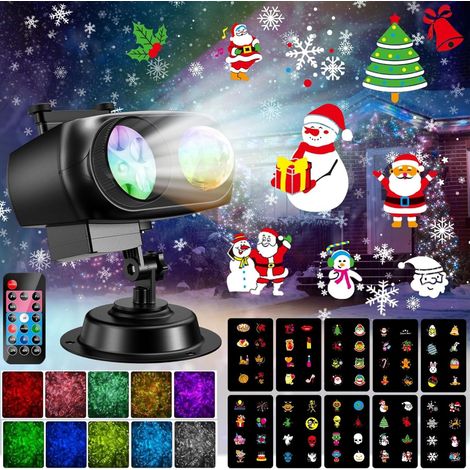 Projecteur Noël Exterieur, YAZEKY, 10 Films, 2-en-1, LED, Fete, Decor, Lumineux, Projection (1/5)