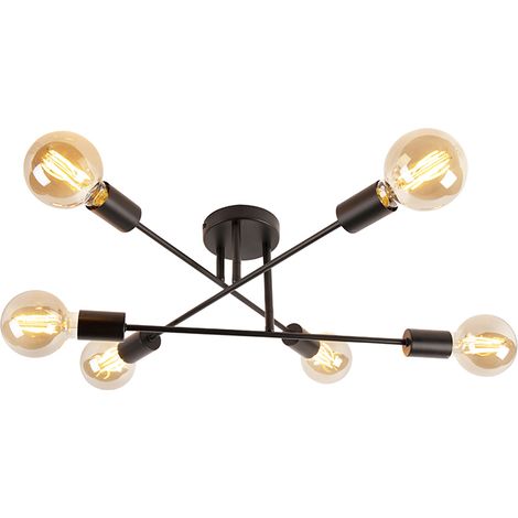 Industrial Ceiling Light Black 6 Lights - Sydney