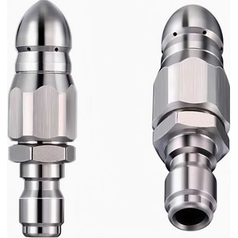 Lot de 2 buses de nettoyage haute pression pour canalisations, pour un nettoyage et un débouchage efficaces des canalisations et des systèmes d'évacuation, avec raccord rapide 1/4 pouce (1/5)
