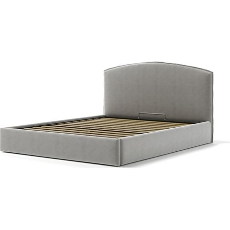 letto matrimoniale contenitore "moon" in tessuto perla 160x190 cm