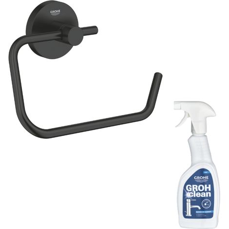 Dispensador de papel higiénico de pared GROHE Start negro mate + limpiador GrohClean