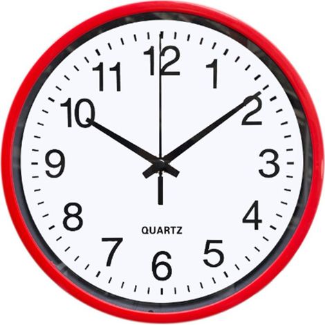 Horloge murale silencieuse 20 cm, ronde moderne, précise, pour salon, bureau, cuisine, chambre, rouge (1/5)