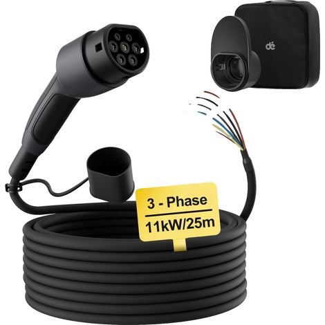 Ladekabel, Typ-2-kompatibel, verschiedene Längenoptionen, 11 kW, 25 m Kabel (1/2)