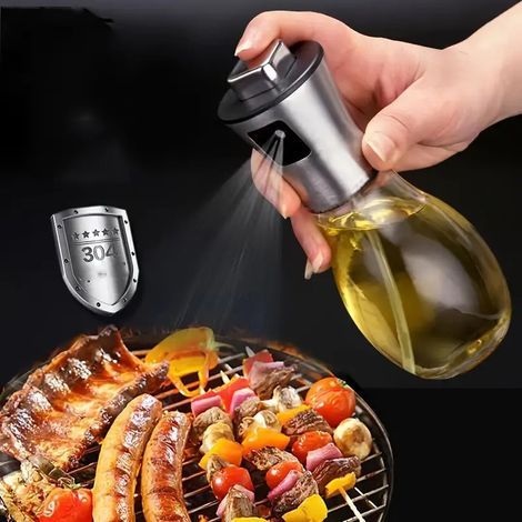 1 Stück Olivenölsprüher, Speiseöl-Sprühflasche für Heißluftfritteusen, großvolumiger Ölsprüher aus Glas und Edelstahl für die Küche, b (1/5)
