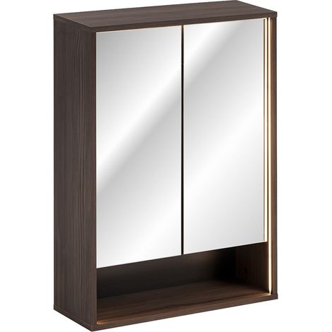 Wandspiegelschrank 2 Türen 60 cm Moka dunkles Holz (1/5)