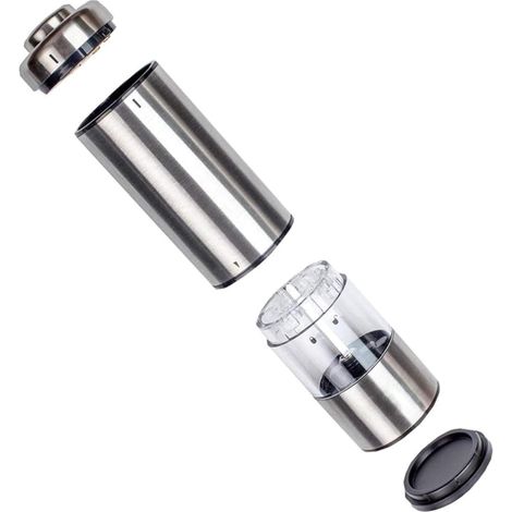 Moulin à poivre électrique, inox et ABS, transparent (1/5)